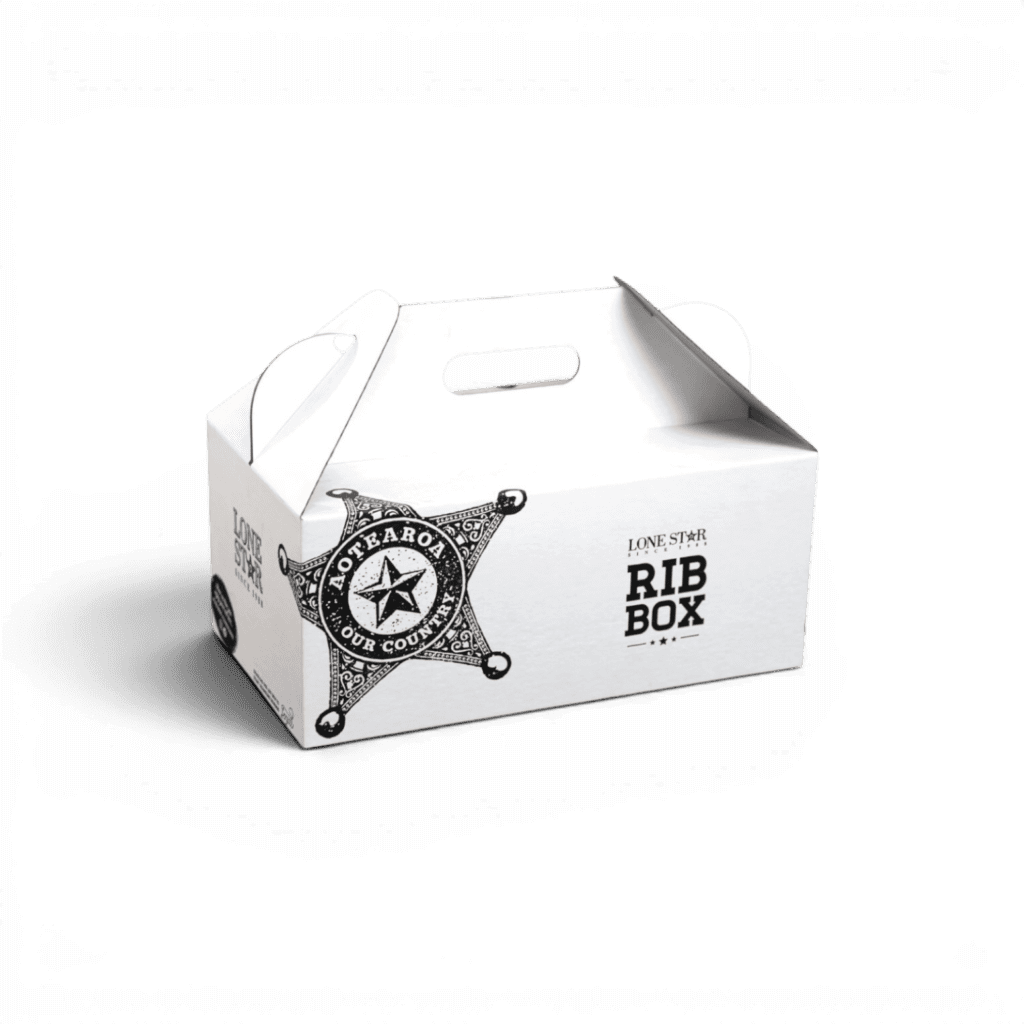 Printed 1 Colour - Black Carry Box with Integrated Handle - on White 1 side board