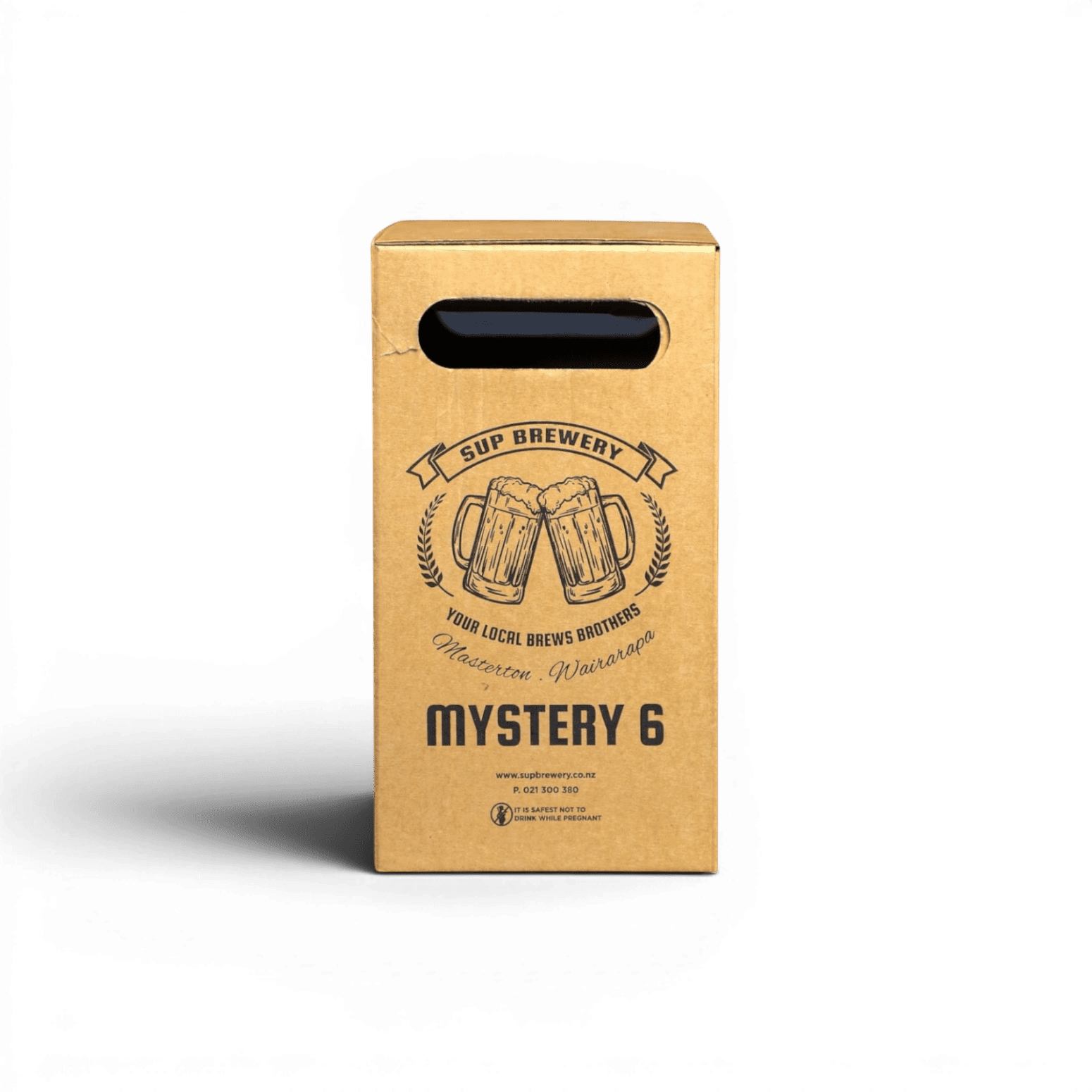 Kraft Carry Box with Integrated Handle - Printed 1 colour (Black) on 2 sides