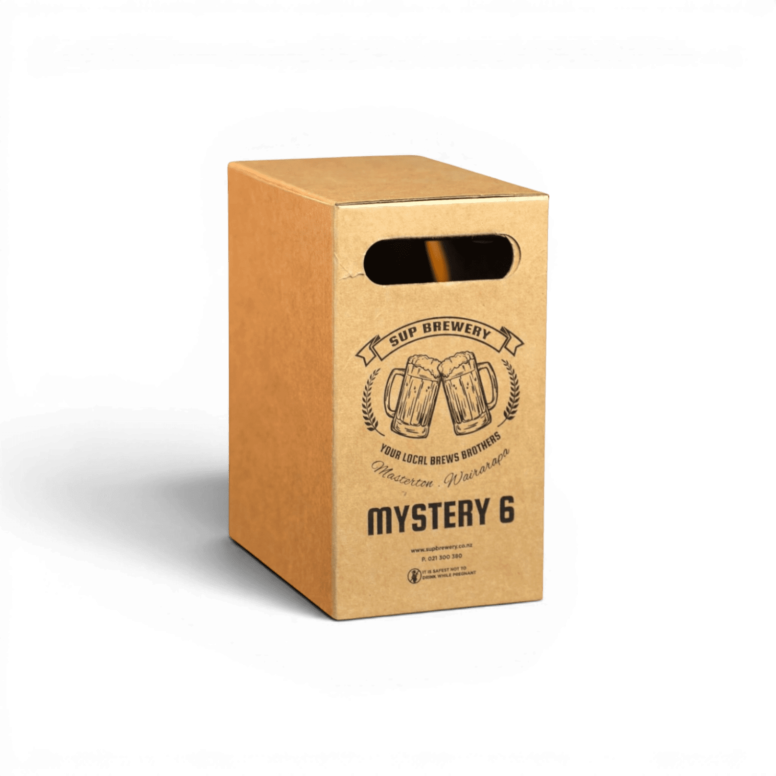 Kraft Carry Box with Integrated Handle - Printed 1 colour (Black) on 2 sides